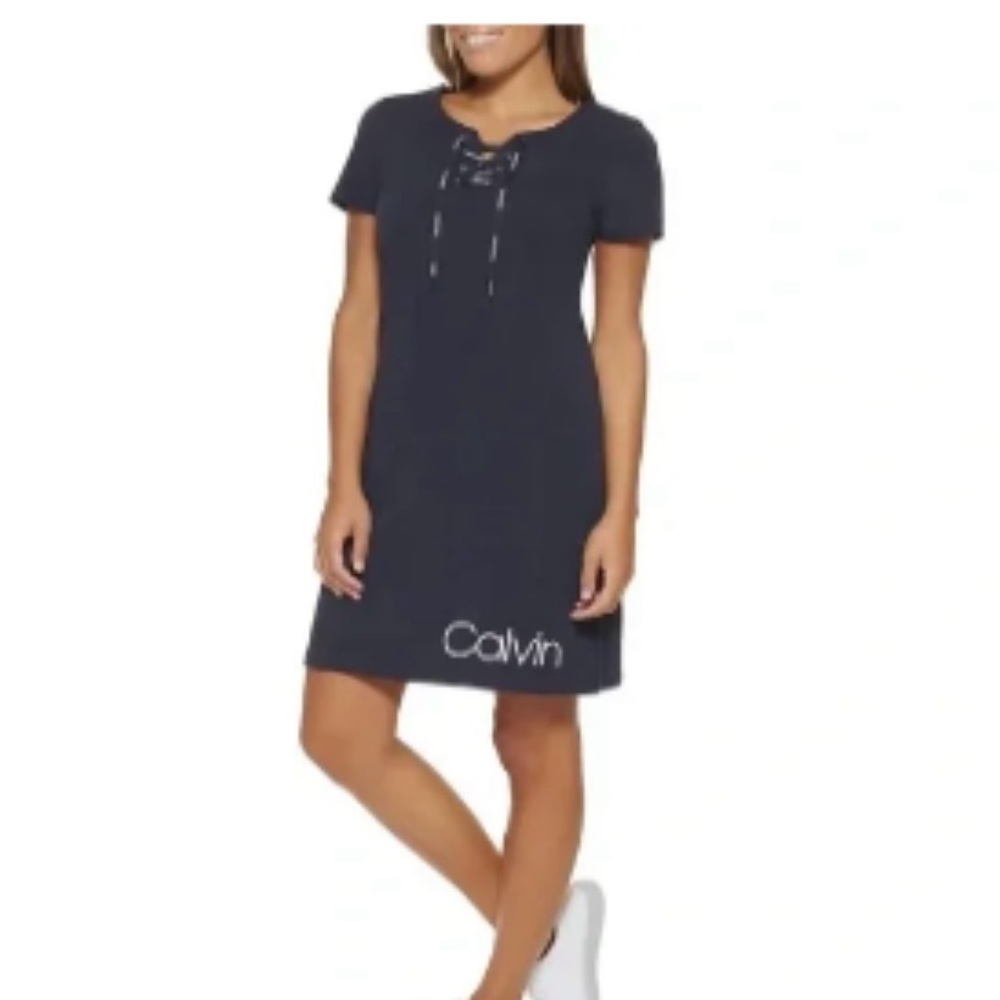 CALVIN KLEIN • Black T-Shirt Dress • - Picture 2 of 9